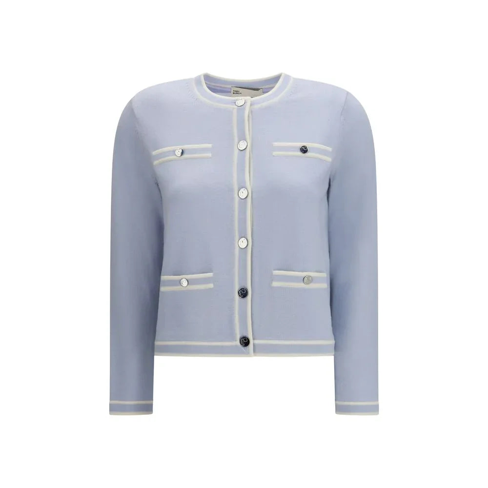 Tory Burch Blue Wool Cardigan - Zeiniez