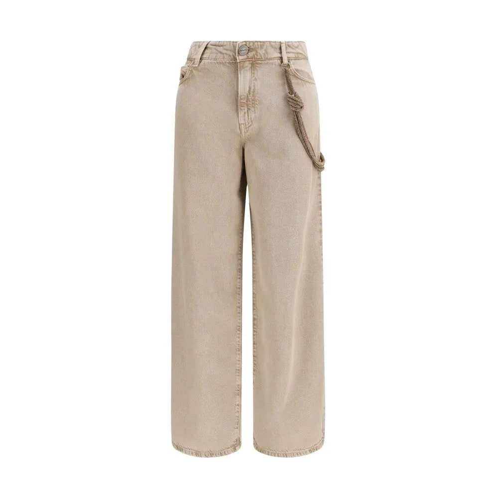 PINKO Beige Cotton Relaxed Fit Jeans