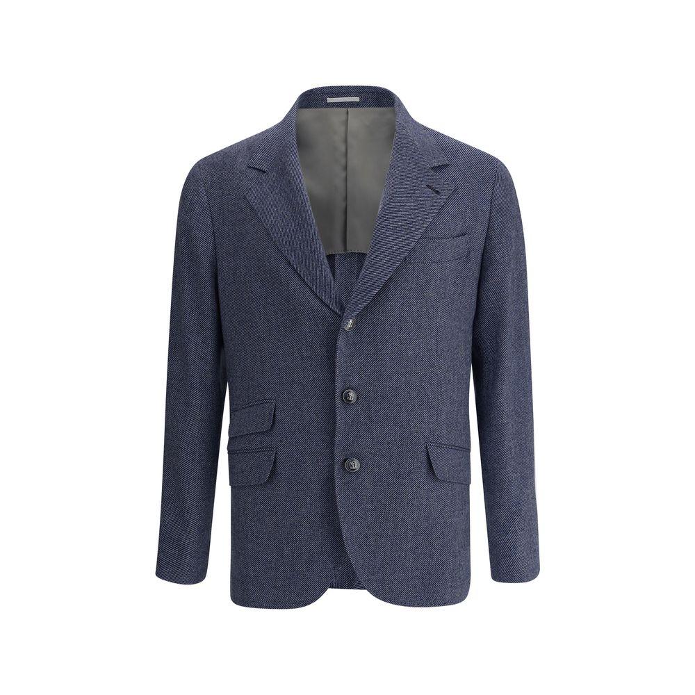 Brunello Cucinelli Blue Wool Blazer - Zeiniez