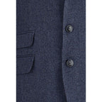 Brunello Cucinelli Blue Wool Blazer - Zeiniez