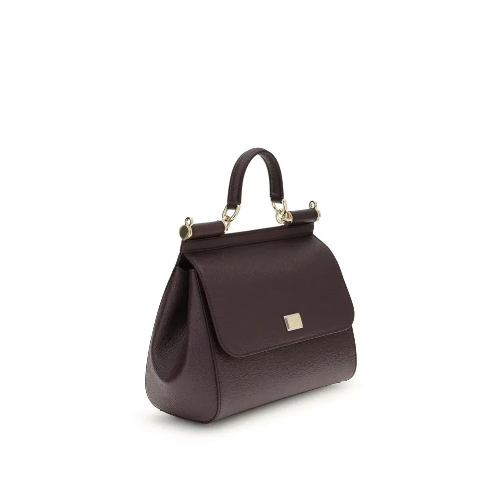 Dolce & Gabbana Bordeaux Calf Leather Bos Taurus Shoulder Bag