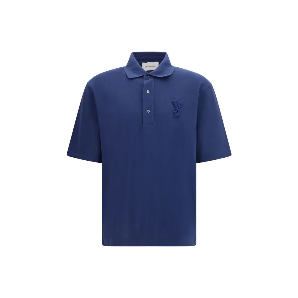 Ami Paris Blue Cotton Polo Shirt