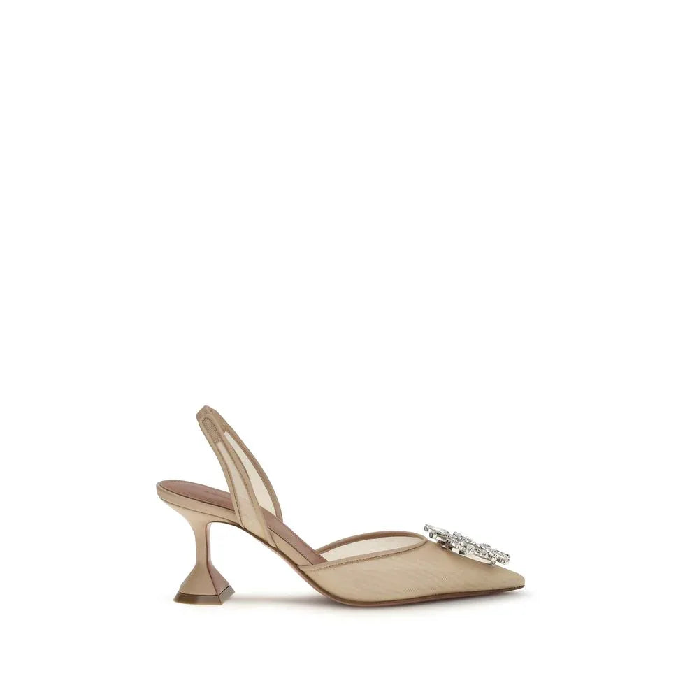 Amina Muaddi Beige Polyester High Heel Pumps - Zeiniez