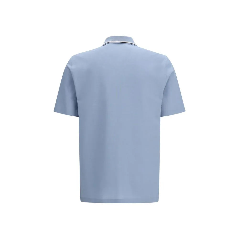 Ferragamo Blue Cotton Polo Shirt
