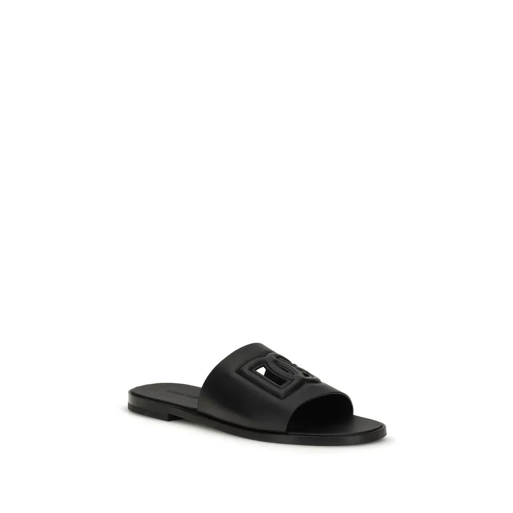 Dolce & Gabbana Black Calf Leather Bos Taurus Sandals - Zeiniez