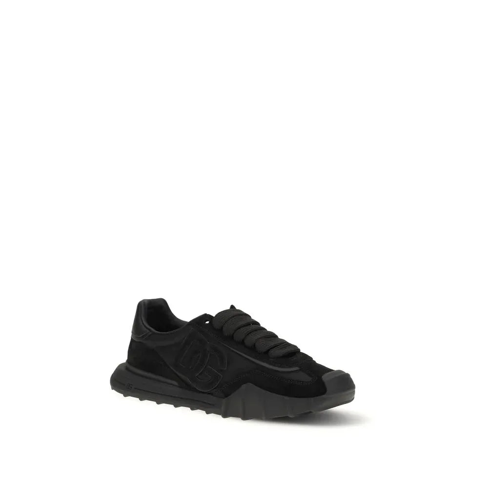Dolce & Gabbana Black Calf Leather Bos Taurus Athletic Sneakers - Zeiniez