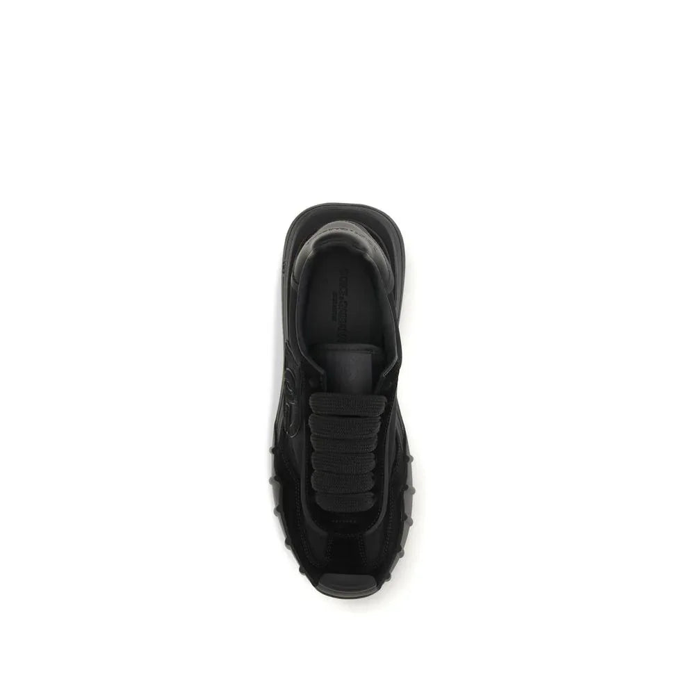 Dolce & Gabbana Black Calf Leather Bos Taurus Athletic Sneakers - Zeiniez