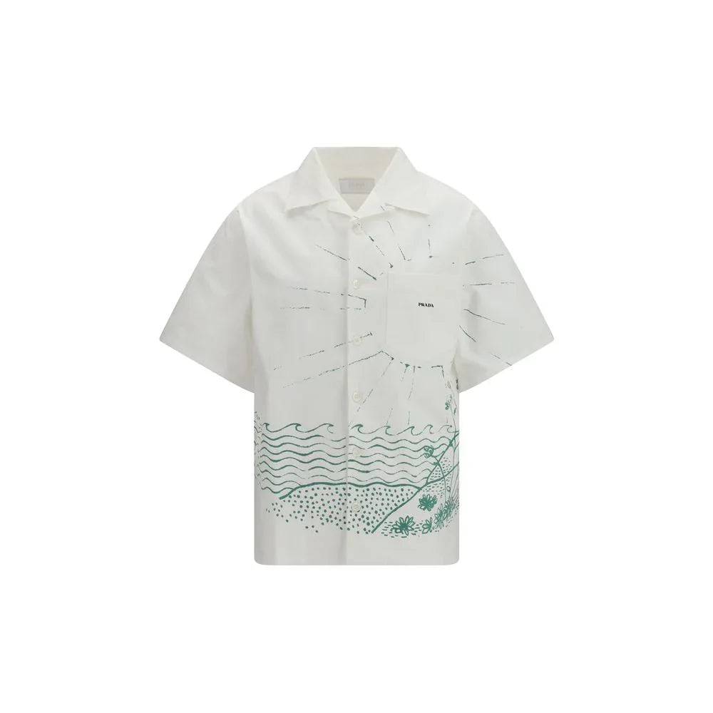 Prada White Cotton Pattern Shirt - Zeiniez