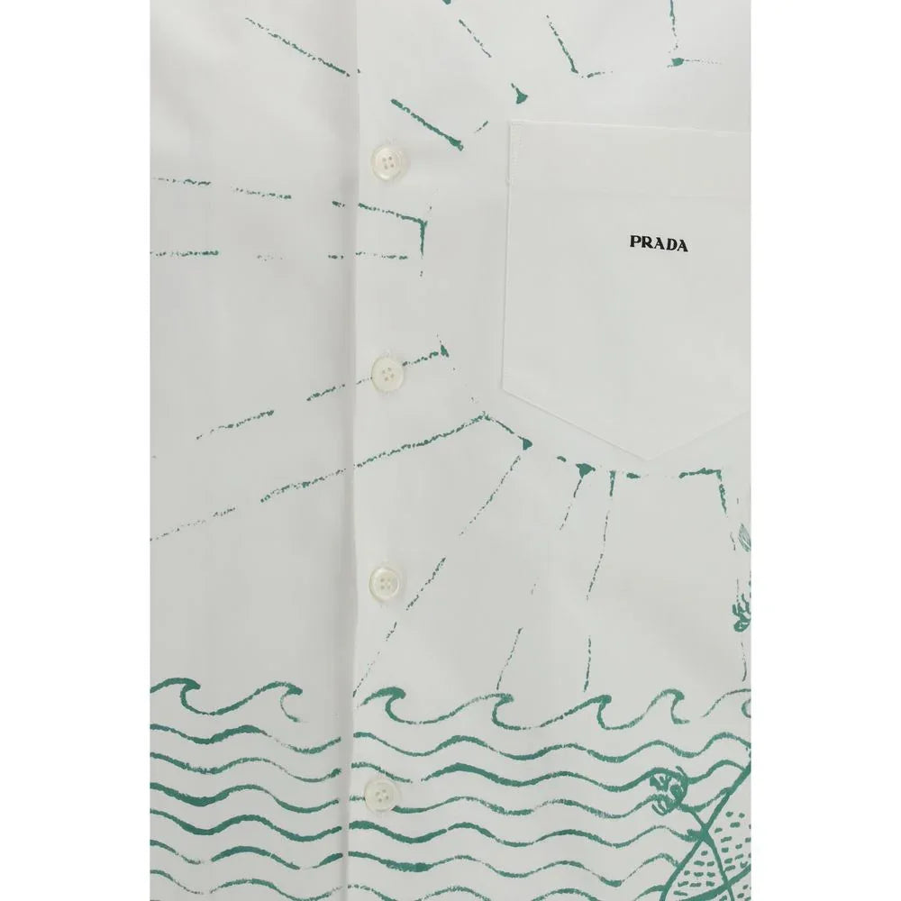 Prada White Cotton Pattern Shirt - Zeiniez