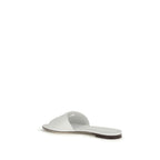 Dolce & Gabbana White Calf Leather Bos Taurus Flat Sandals