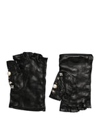 Dolce & Gabbana Black Pearl Embellished Wrist Length Gloves