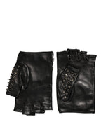 Dolce & Gabbana Black Embellished Wrist Length Mitten Women Gloves