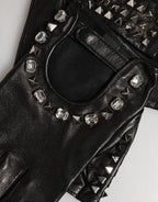 Dolce & Gabbana Black Embellished Wrist Length Mitten Women Gloves