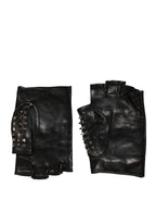 Dolce & Gabbana Black Embellished Wrist Length Mitten Women Gloves