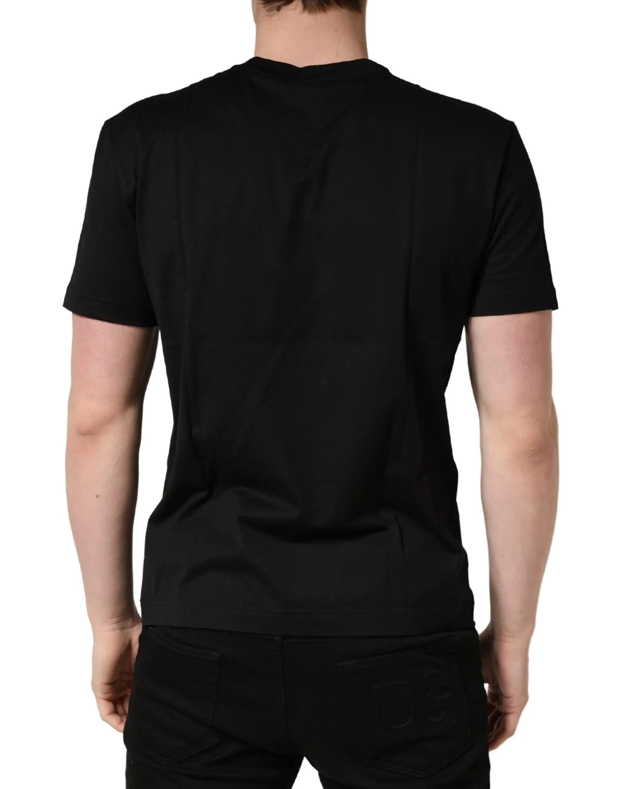 +39 MASQ Black Logo DG Print Cotton Crew Neck T-shirt - Zeiniez