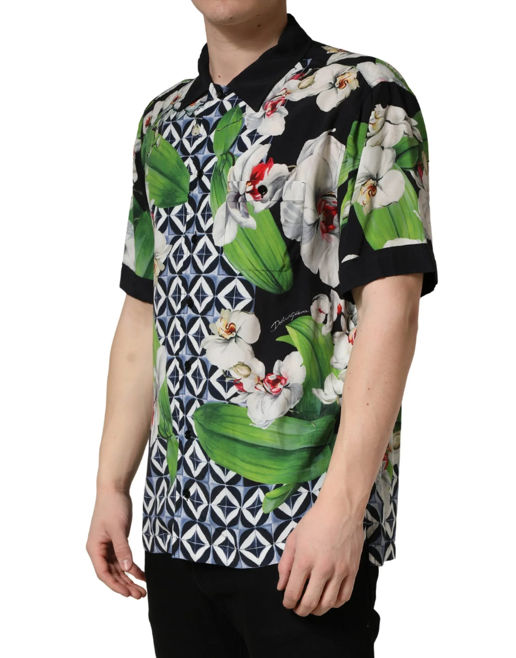 Dolce & Gabbana Multicolor Tropical Orchid Print Men Shirt - Zeiniez