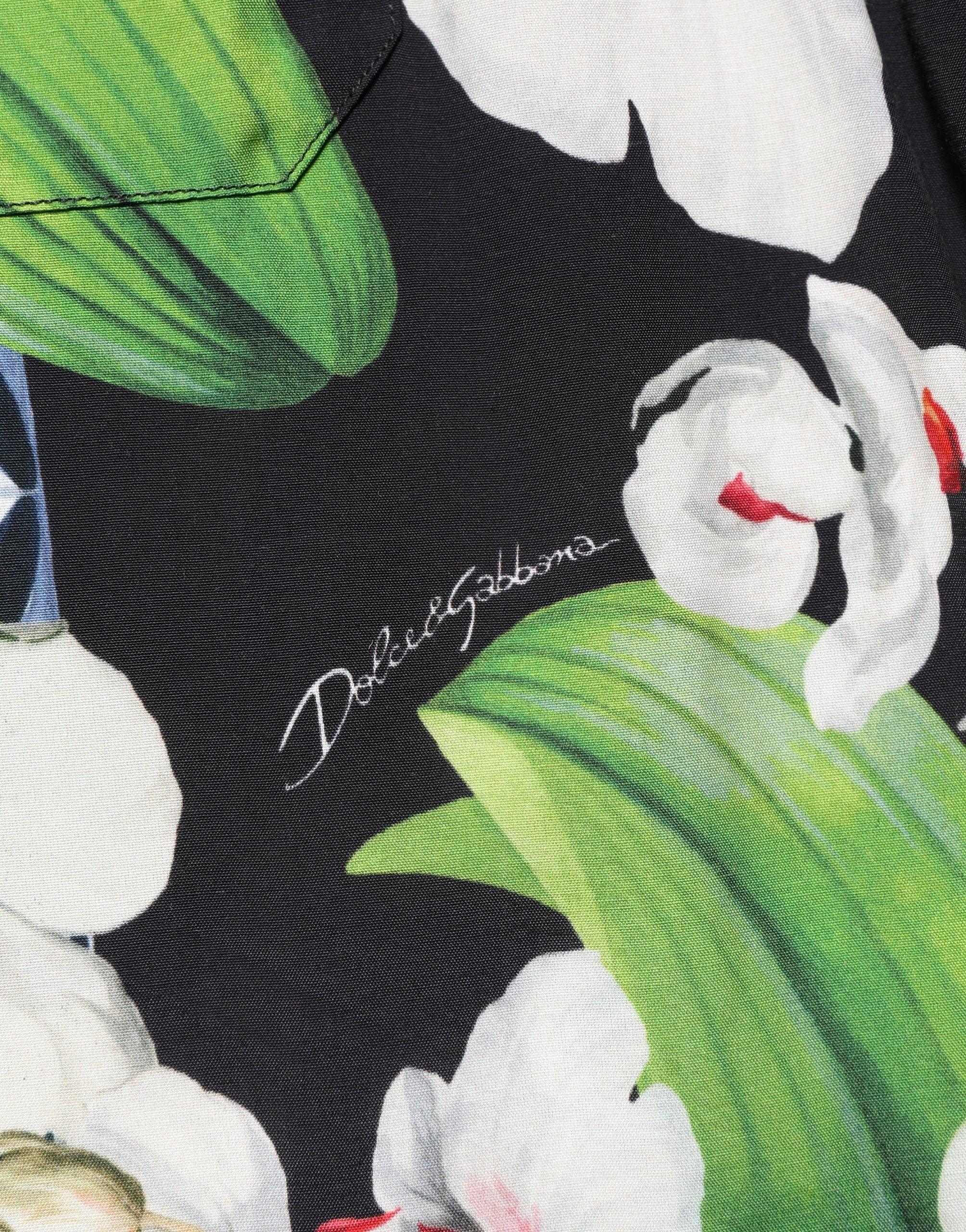 Dolce & Gabbana Multicolor Tropical Orchid Print Men Shirt - Zeiniez