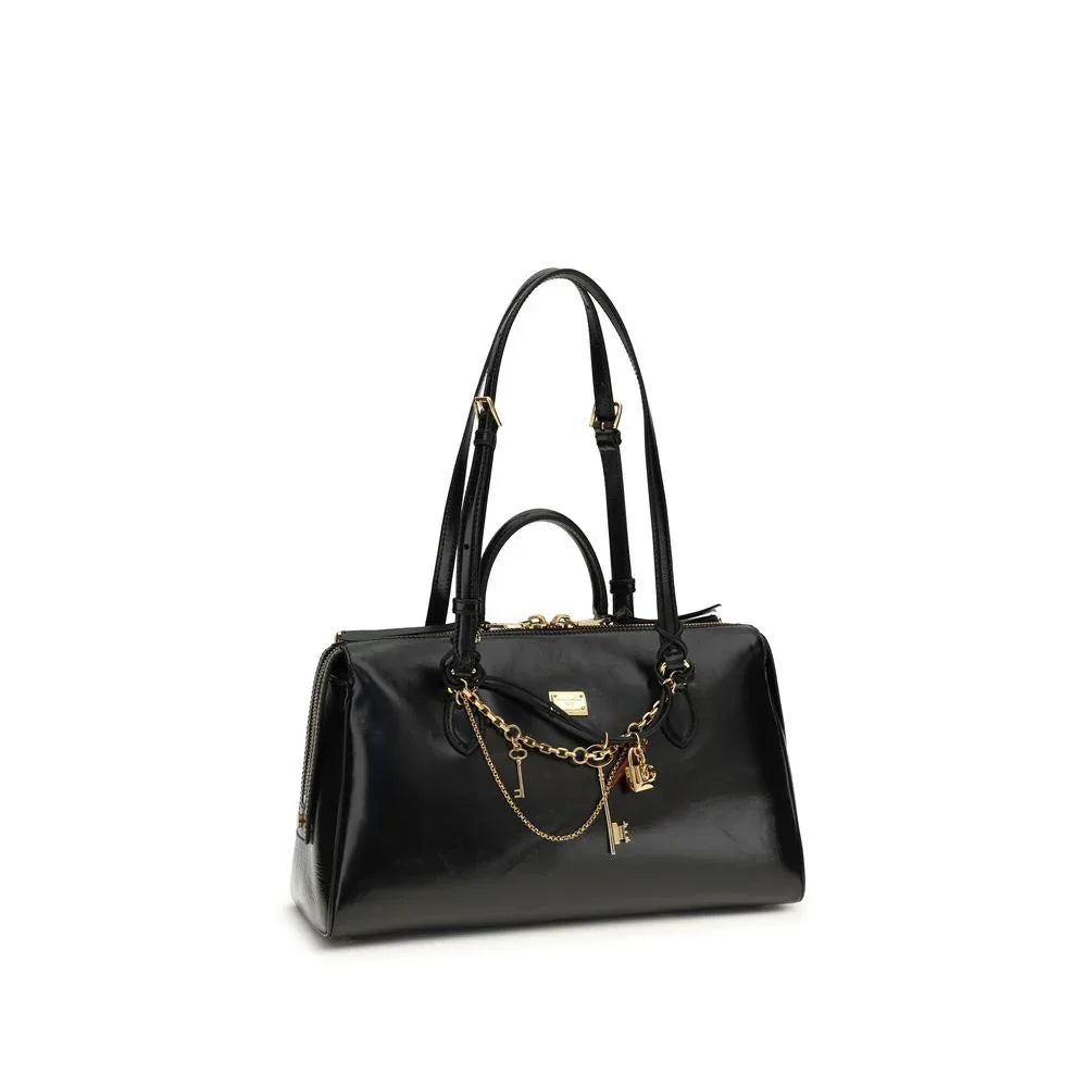 Dolce & Gabbana Black Calf Leather Bos Taurus Shoulder Bag - Zeiniez