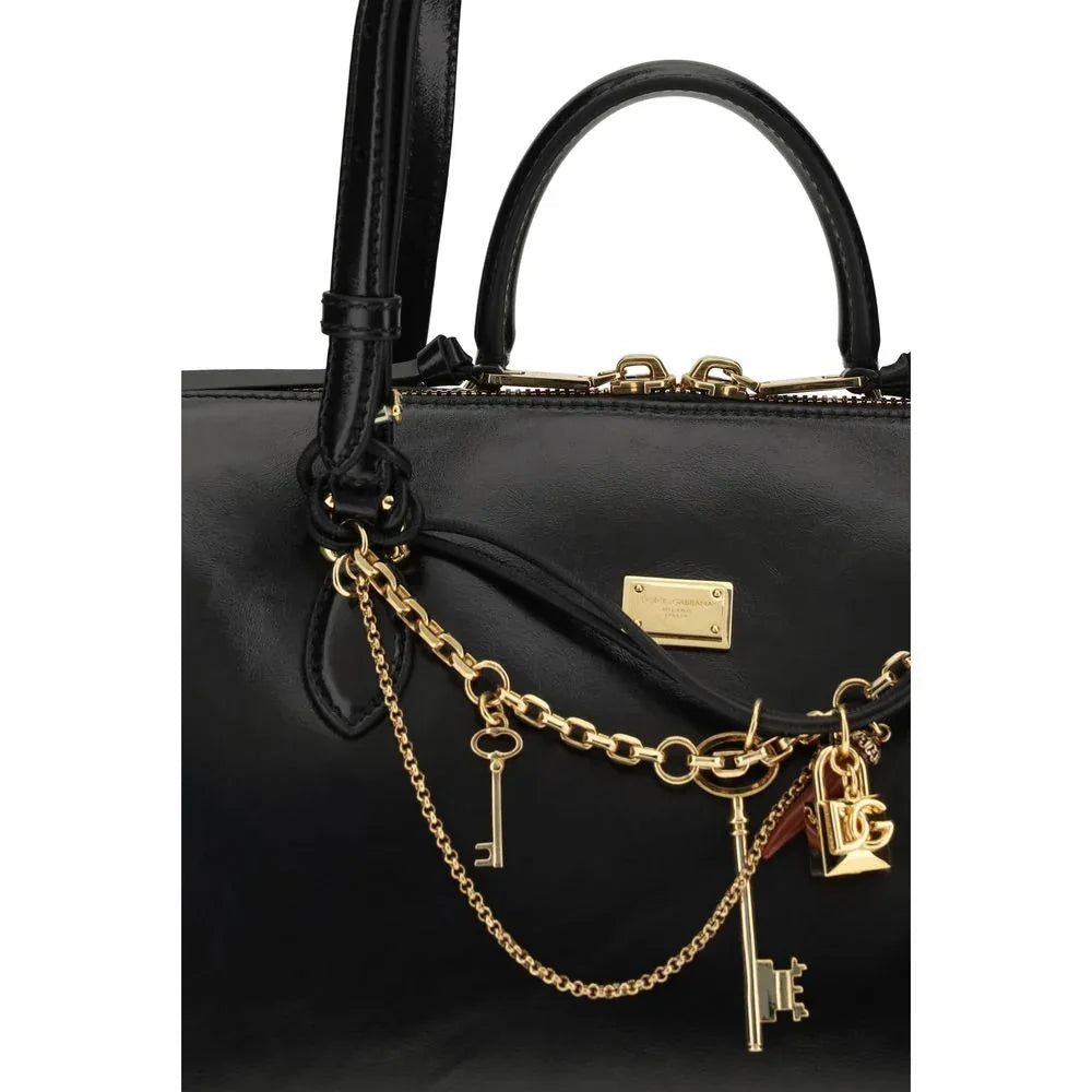 Dolce & Gabbana Black Calf Leather Bos Taurus Shoulder Bag - Zeiniez