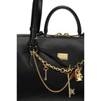 Dolce & Gabbana Black Calf Leather Bos Taurus Shoulder Bag - Zeiniez