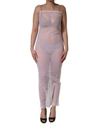 Dolce & Gabbana White Sheer Nylon Stretch Sheath Maxi Dress