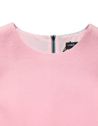 Dolce & Gabbana Pink Blue Wool Sleeveless Shift Mini  Dress