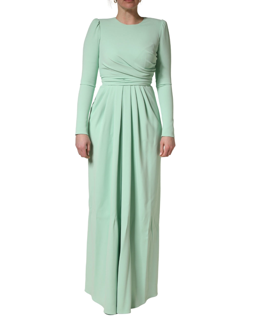 Dolce & Gabbana Green Viscose Long Sleeves Long Gown Dress