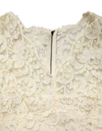 Dolce & Gabbana Off White Floral Lace Sheath Maxi Dress