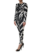 Dolce & Gabbana Black White Polyester Zebra Pattern Jumpsuit