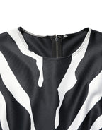 Dolce & Gabbana Black White Polyester Zebra Pattern Jumpsuit