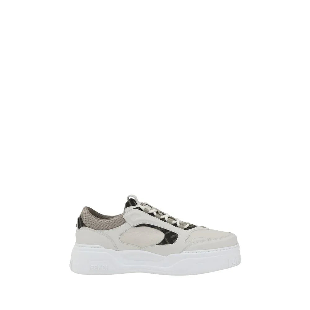 Fendi White Calf Leather Bos Taurus Low Top Sneakers - Zeiniez