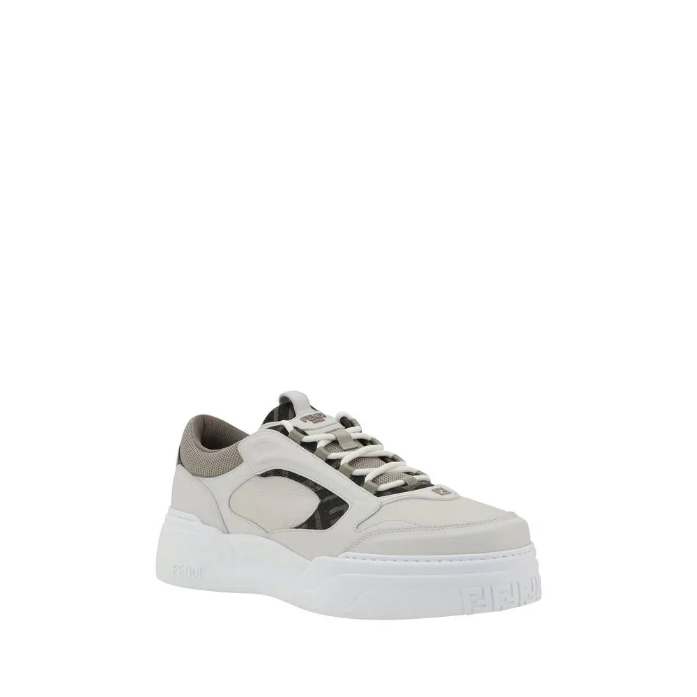 Fendi White Calf Leather Bos Taurus Low Top Sneakers - Zeiniez