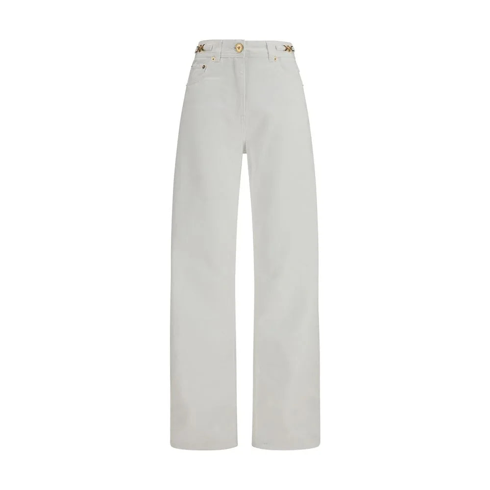 Versace White Cotton Straight-Leg Jeans - Zeiniez