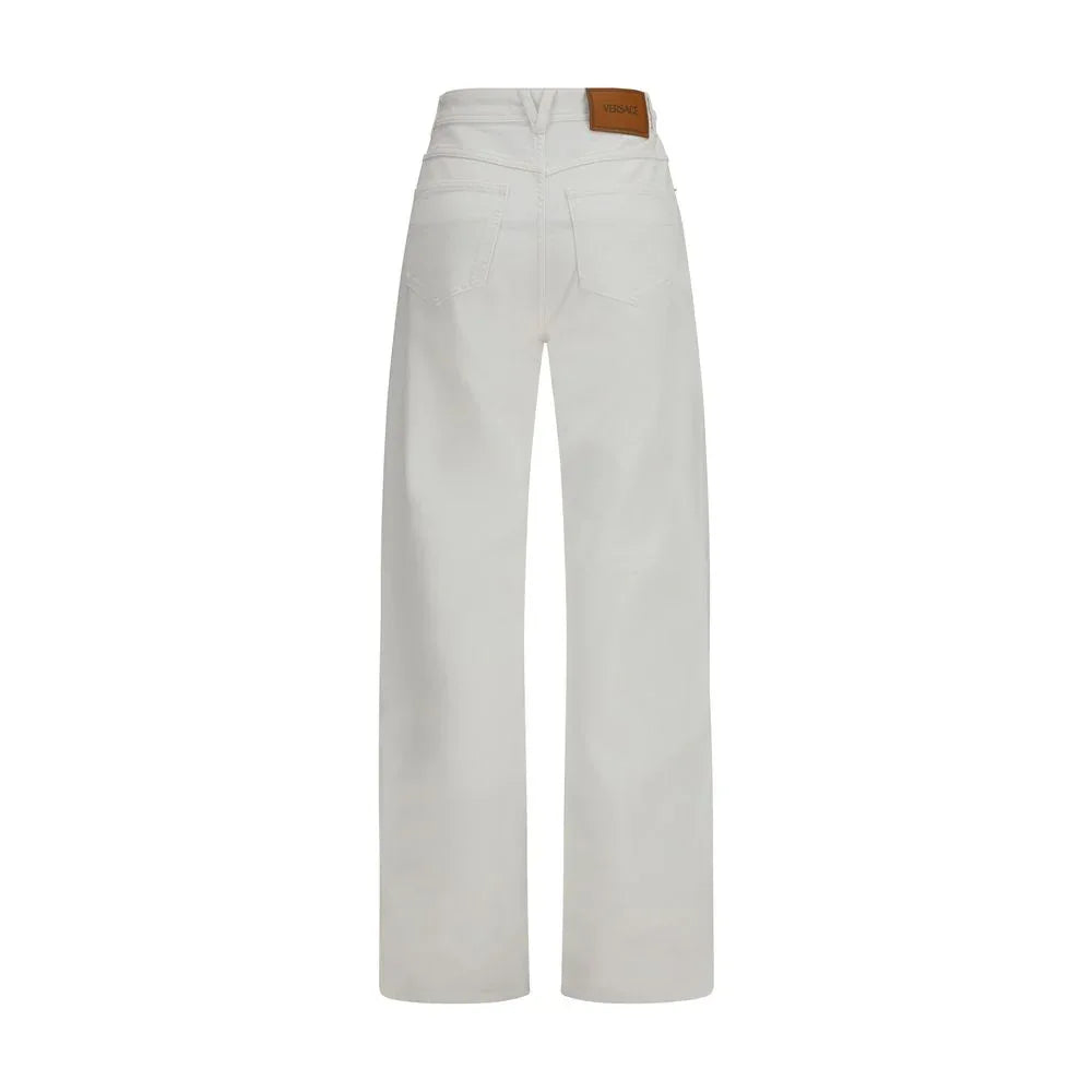 Versace White Cotton Straight-Leg Jeans - Zeiniez