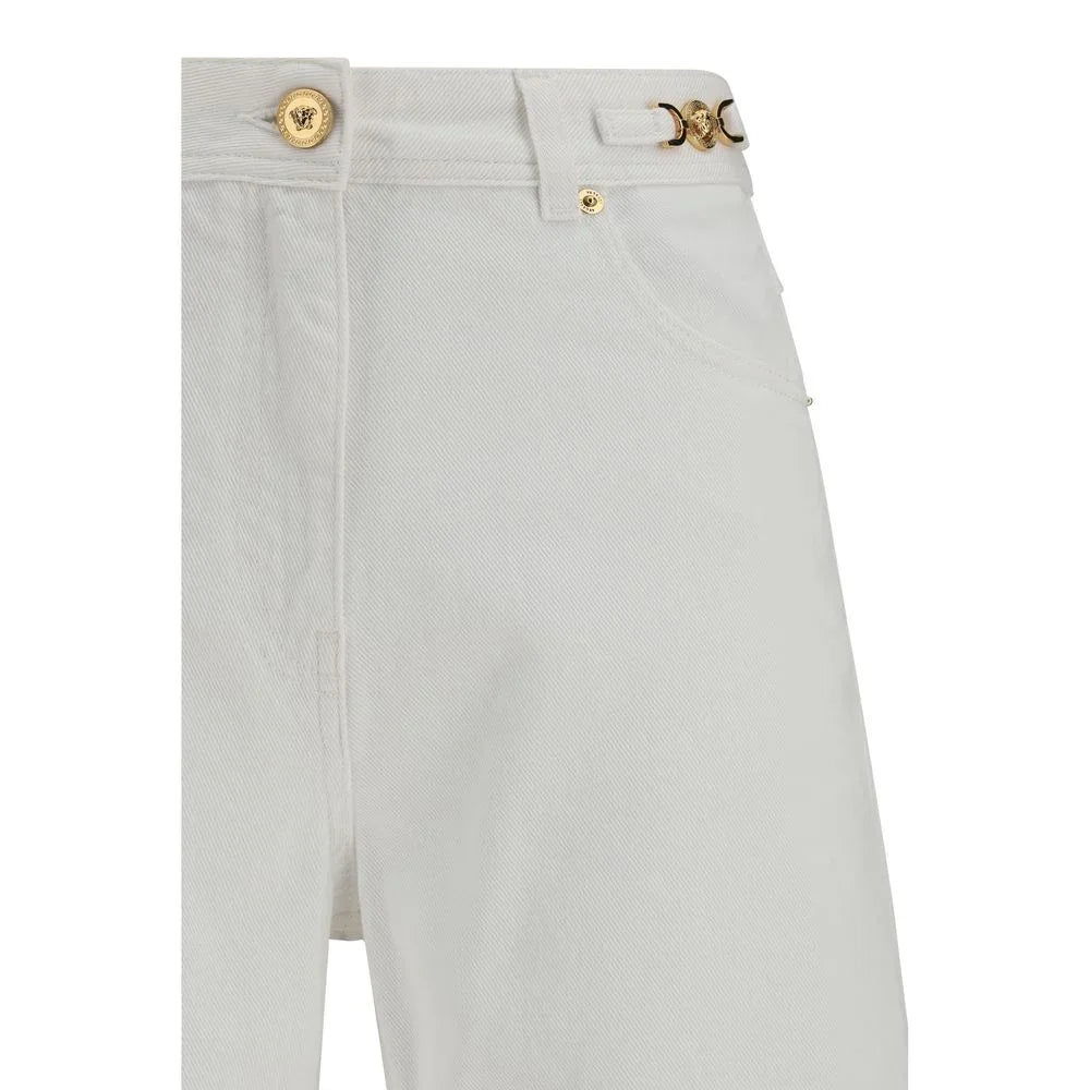 Versace White Cotton Straight-Leg Jeans - Zeiniez
