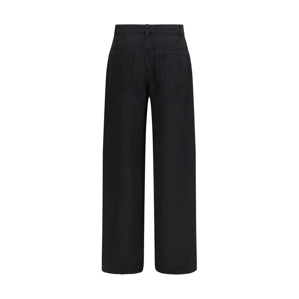 The Row Black Linen Jeans Denim - Zeiniez