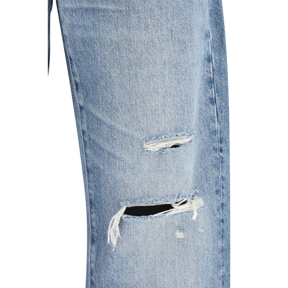 7FOR Blue Cotton Straight-Leg Jeans - Zeiniez