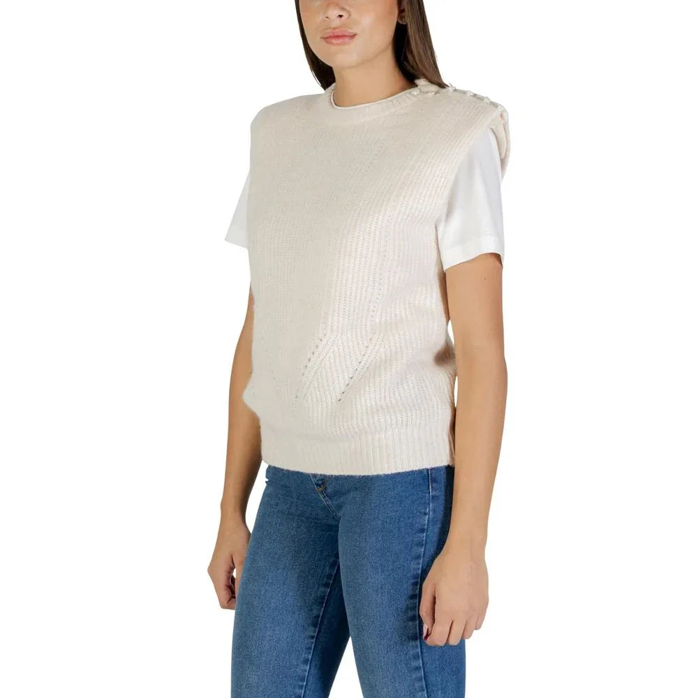 ICHI Cream Polyester Sleeveles Sweater - Zeiniez