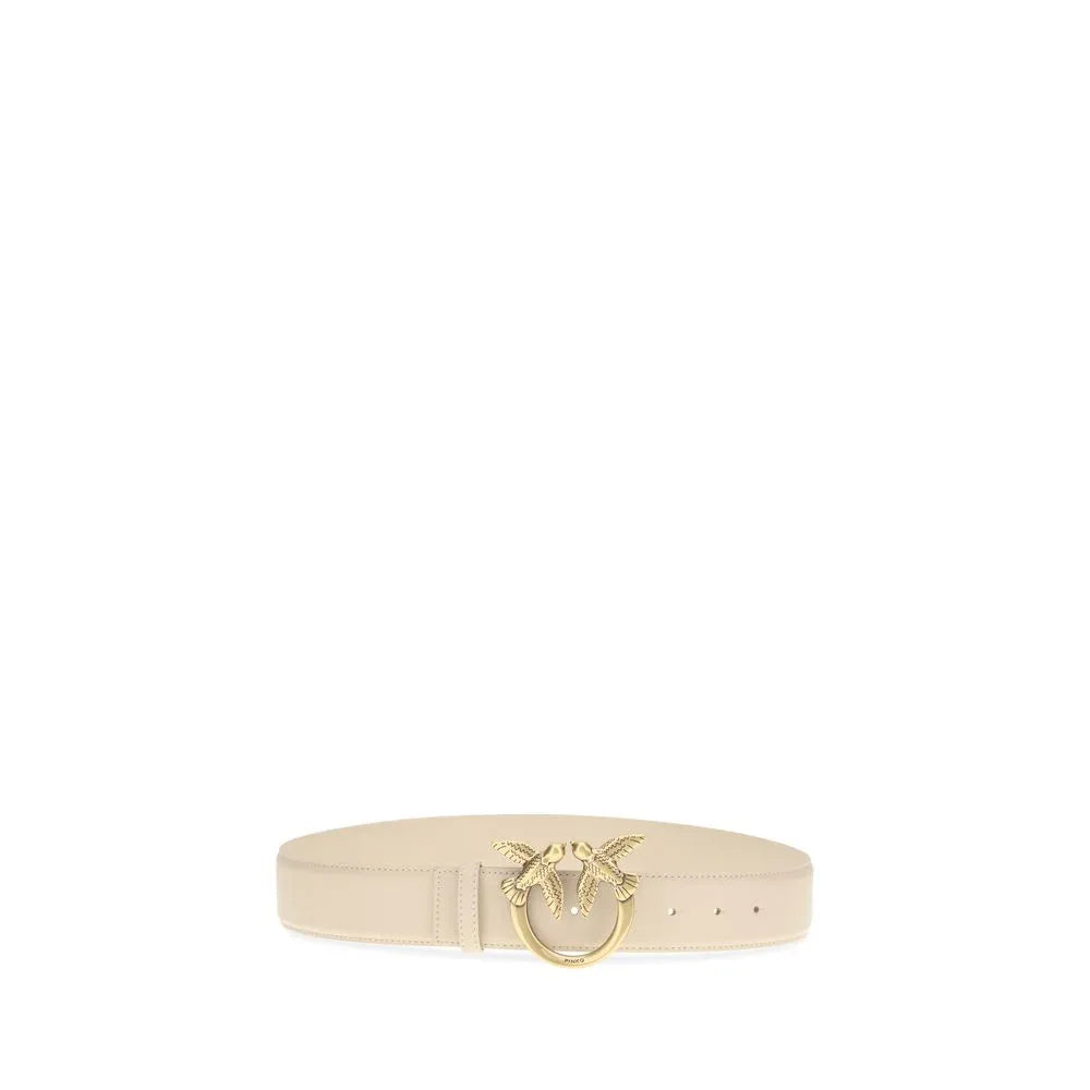 PINKO Beige Calf Leather Bos Taurus Regular Belt - Zeiniez