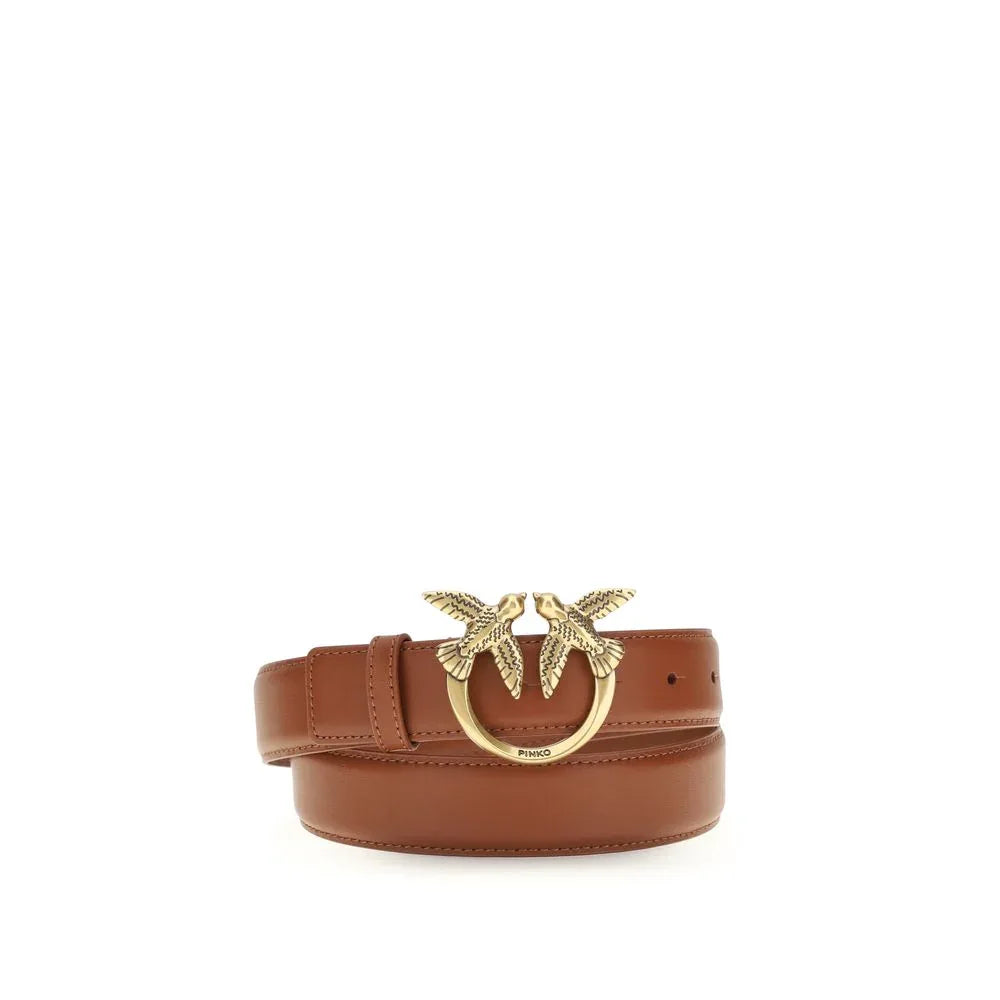 PINKO Brown Calf Leather Bos Taurus Regular Belt - Zeiniez