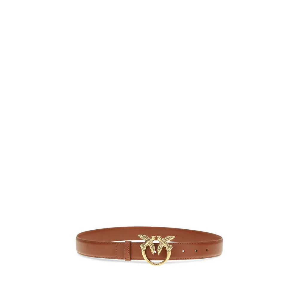 PINKO Brown Calf Leather Bos Taurus Regular Belt - Zeiniez