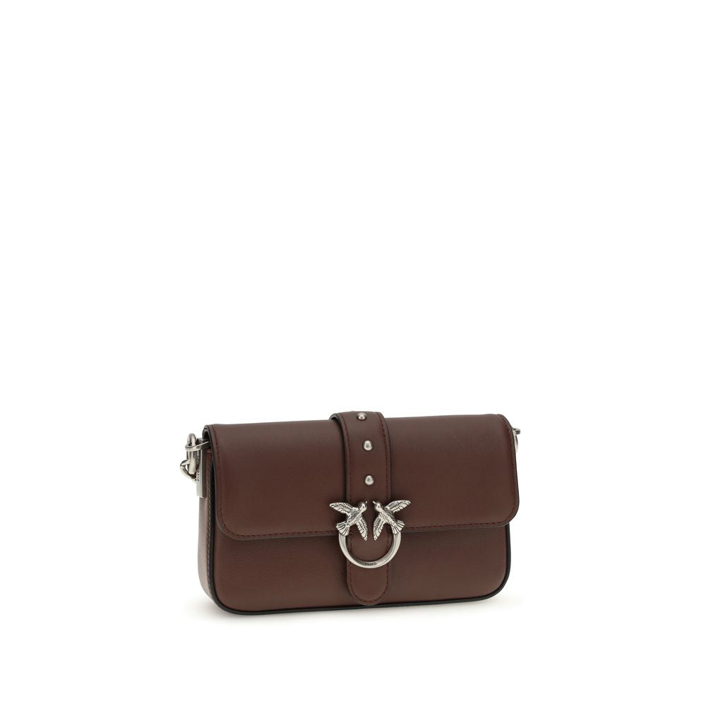 PINKO Brown Calf Leather Bos Taurus Shoulder Bag