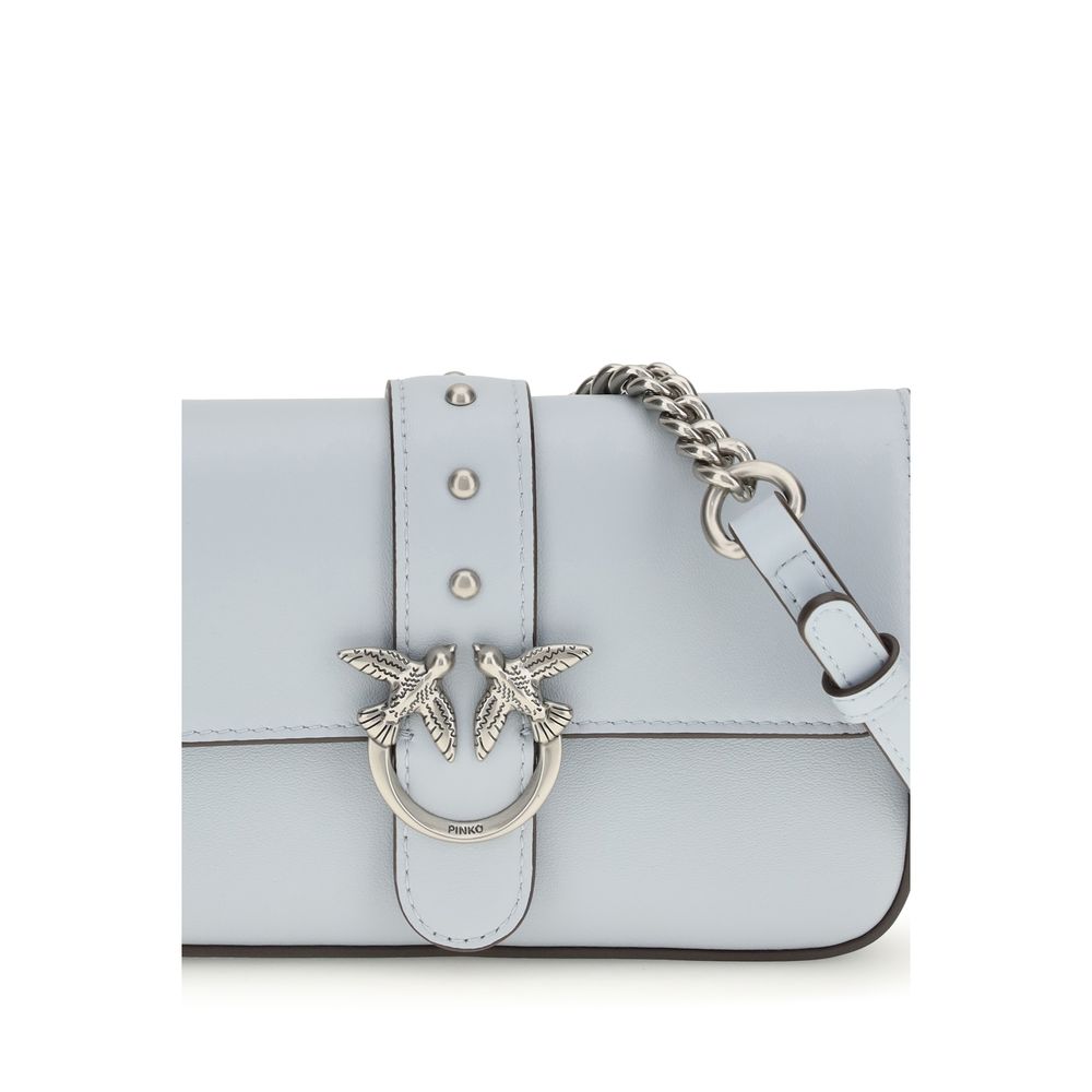 PINKO Blue Calf Leather Bos Taurus Shoulder Bag