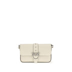 PINKO White Calf Leather Bos Taurus Shoulder Bag