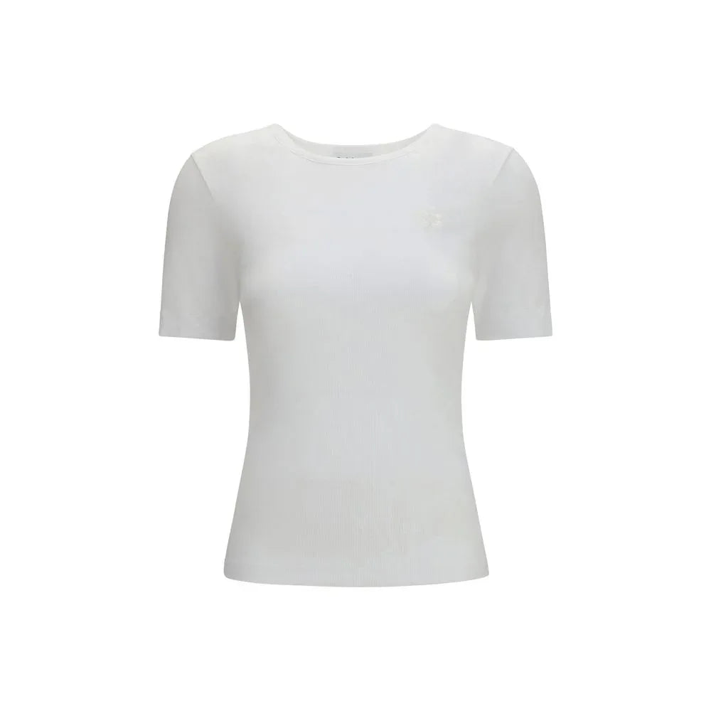 Ganni White Cotton T-Shirt - Zeiniez
