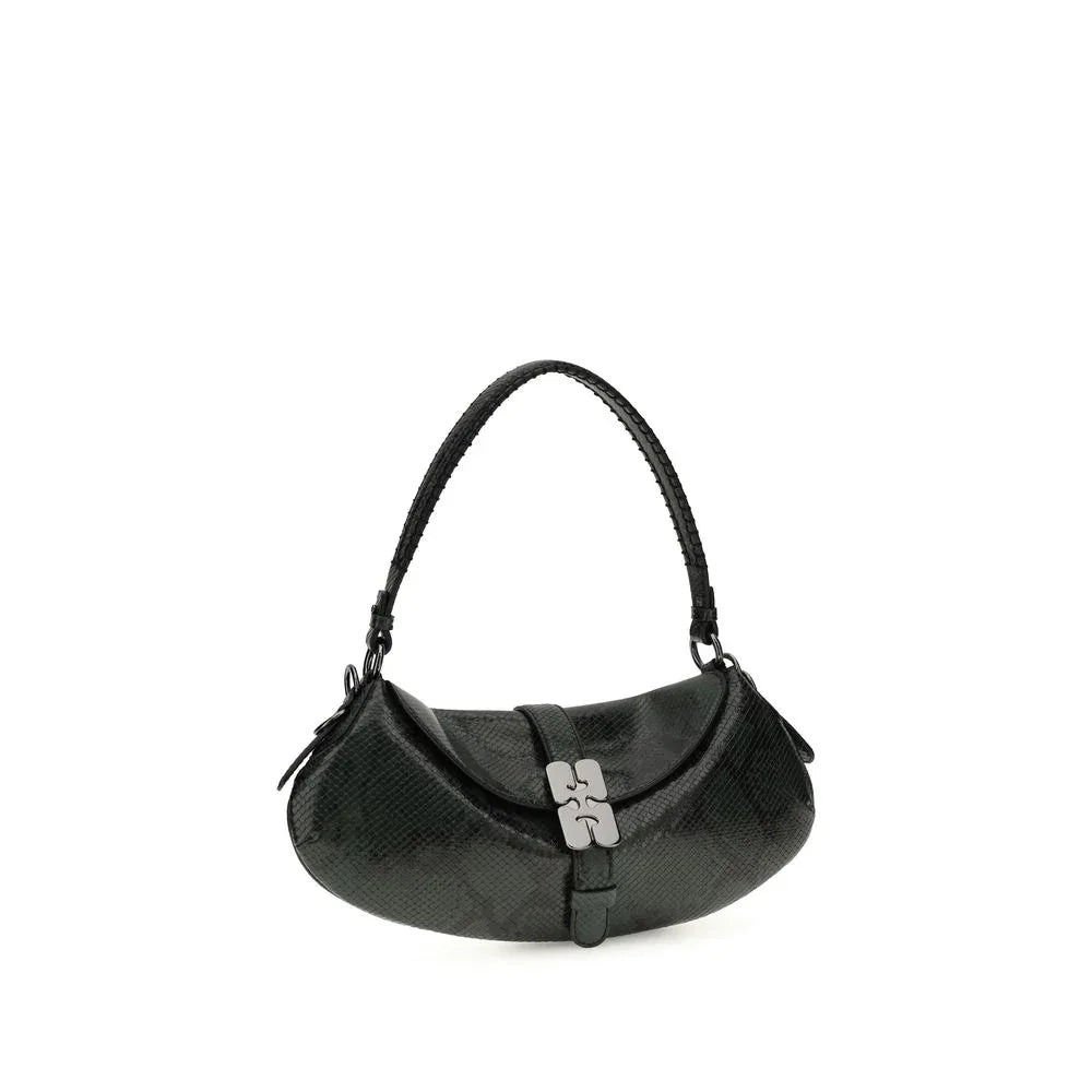 Ganni Blue Recycled Leather Shoulder Bag - Zeiniez