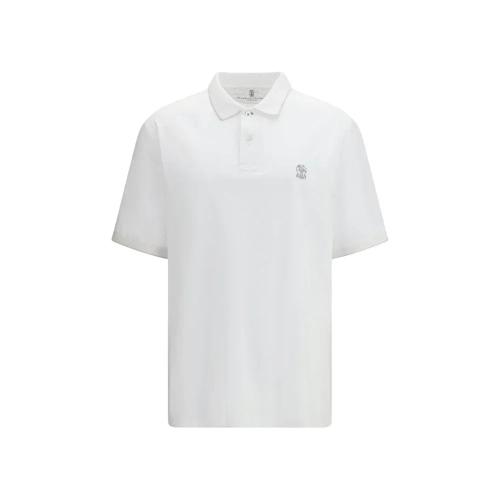 Brunello Cucinelli White Cotton Polo Shirt