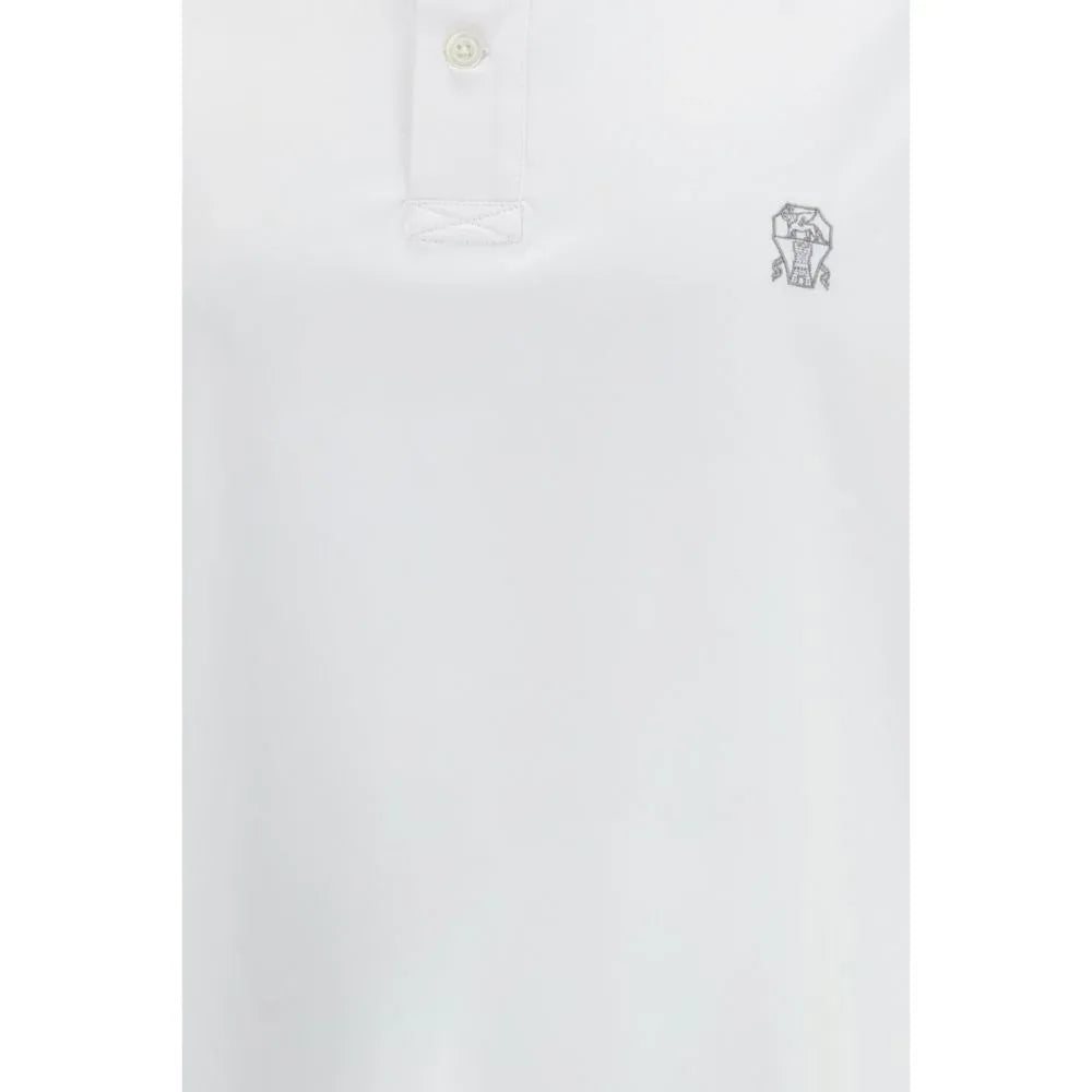 Brunello Cucinelli White Cotton Polo Shirt