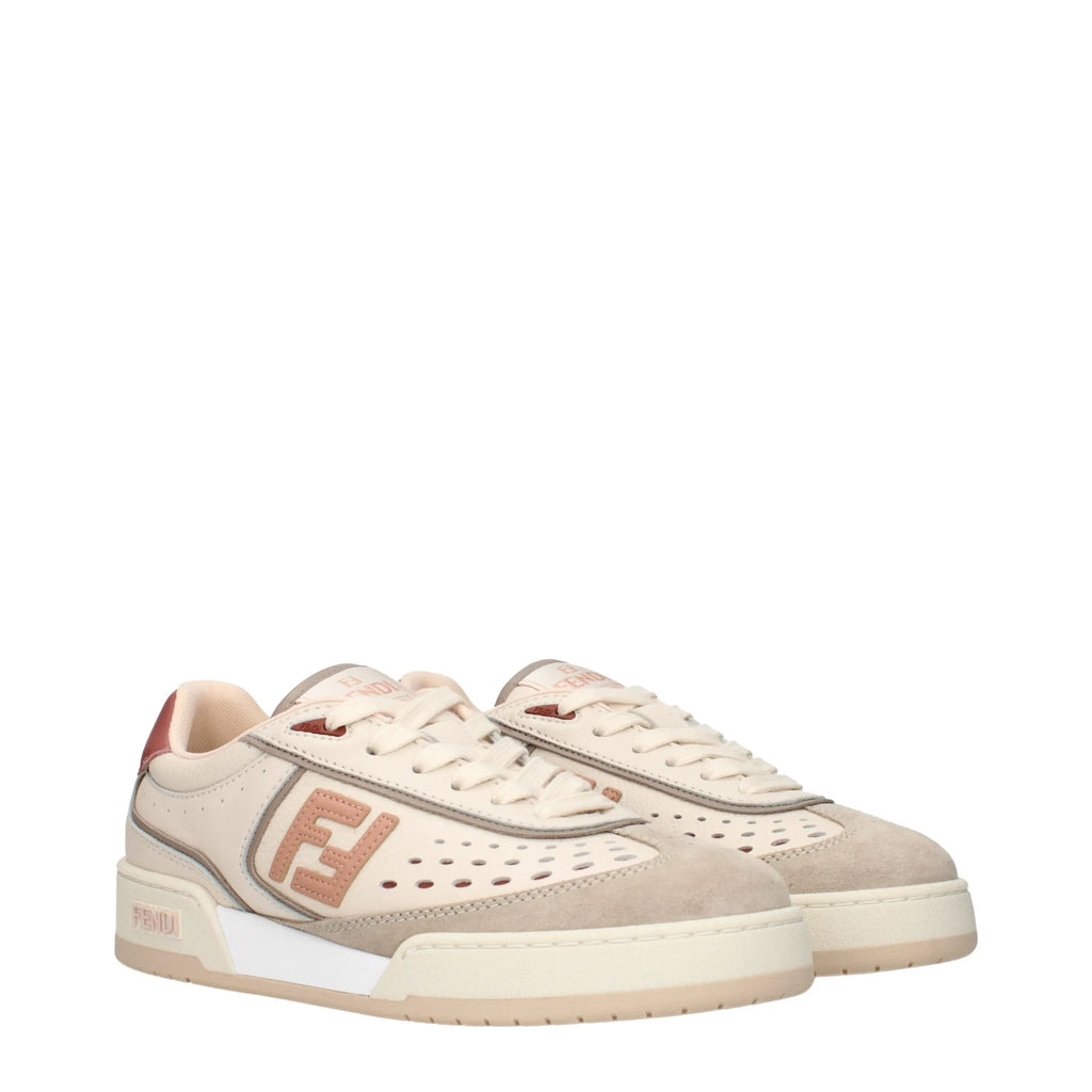 Fendi Beige Leather Low Top Sneakers - Zeiniez