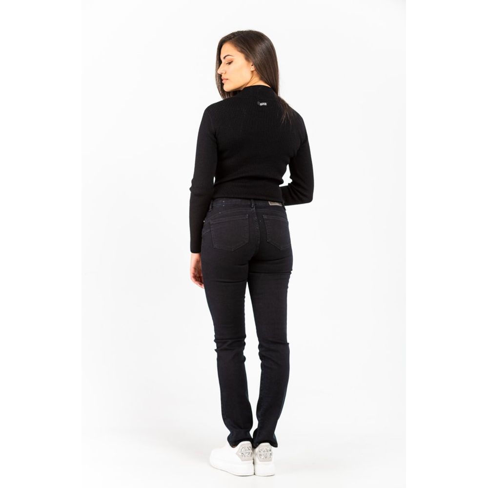 Gas Black Cotton Slim Fit Jeans